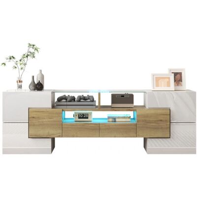 OKWISH - Elegante - Blanco Madera - 145cm - Consola TV OKWISH - Elegante - Blanco Madera - 145cm - Consola TV