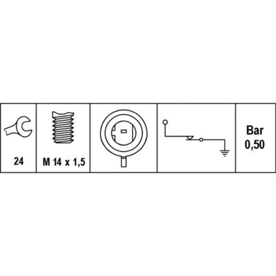 Hella Öldruckschalter - M14x1,5 - 12V - Schwarz - Für Opel Hella Öldruckschalter - M14x1,5 - 12V - Schwarz - Für Opel