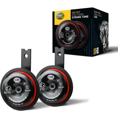 Hella Horn S90 Set - Horn Kit, 12V, 111dB, Electric, Red/Black Hella Horn S90 Set - Horn Kit, 12V, 111dB, Electric, Red/Black