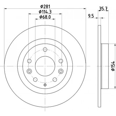 Disc de Frână Mazda CX-3 - 9.5mm Ventilat 114.3mm 68mm 05/08 Disc de Frână Mazda CX-3 - 9.5mm Ventilat 114.3mm 68mm 05/08