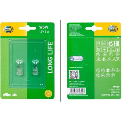 Ampoule halogène longue durée Hella W5W pour VW, Audi, Mercedes-Benz - Éclairage voiture Ampoule halogène longue durée Hella W5W pour VW, Audi, Mercedes-Benz - Éclairage voiture