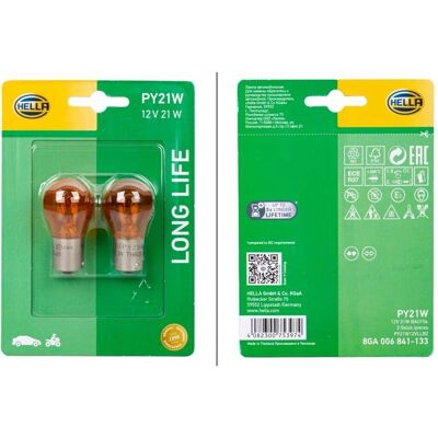 Hella Long Life Py21w Bombilla Halógena 12v 21w Blister - Foco Hella Long Life Py21w Bombilla Halógena 12v 21w Blister - Foco