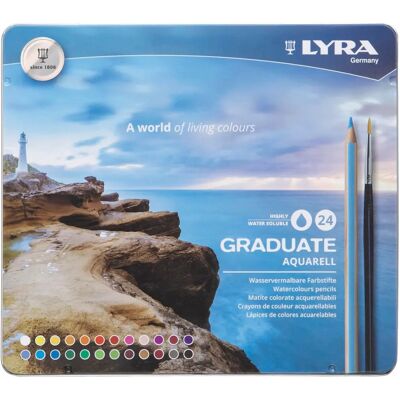 Lyra Graduate Aquarell Watercolour Pencils - Assorted, 24 pcs Lyra Graduate Aquarell Watercolour Pencils - Assorted, 24 pcs