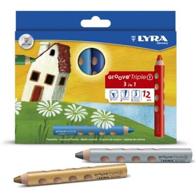 Lyra Meerkleurige Triple1 ergonomische aquarelpotloden - 12 kleuren Lyra Meerkleurige Triple1 ergonomische aquarelpotloden - 12 kleuren