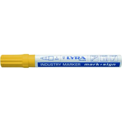 Lyra Industriemarkør Gul - Hurtigtørrende Blekk - 3mm Lyra Industriemarkør Gul - Hurtigtørrende Blekk - 3mm