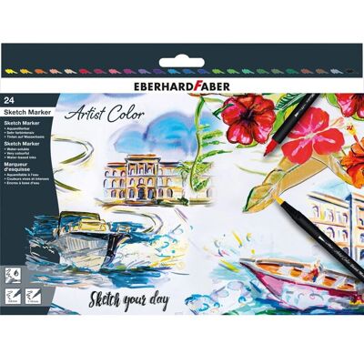 Feutres Artist Color de Eberhard Faber - 24 Couleurs Assorties - Publicité Feutres Artist Color de Eberhard Faber - 24 Couleurs Assorties - Publicité
