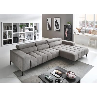 DIE PLANBAR L-Form Sofa - 3-Sitzer, Grau, Microchenille DIE PLANBAR L-Form Sofa - 3-Sitzer, Grau, Microchenille