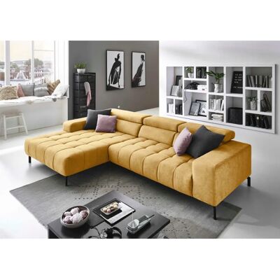 DIE PLANBAR MP-IN18022 L-Form - Ecksofa mit Ottomane, Kopfteilverstellung, Gelb DIE PLANBAR MP-IN18022 L-Form - Ecksofa mit Ottomane, Kopfteilverstellung, Gelb