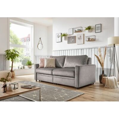 DIE PLANBAR MP-PD19021 Samt Velours Grau Schlafsofa - Schlafsofa DIE PLANBAR MP-PD19021 Samt Velours Grau Schlafsofa - Schlafsofa