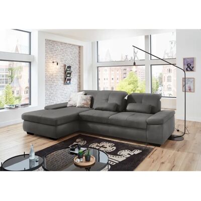 DIE PLANBAR L-Form-Sofa - Chenille, Grau - 309x195x85cm DIE PLANBAR L-Form-Sofa - Chenille, Grau - 309x195x85cm