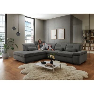 DIE PLANBAR MP-IN16012 - Ecksofa, Grau Chenille, Rechte Armlehne DIE PLANBAR MP-IN16012 - Ecksofa, Grau Chenille, Rechte Armlehne