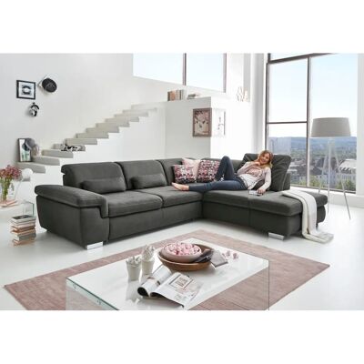 DIE PLANBAR L-Form-Sofa - Microfaser in Lederoptik - anthrazit DIE PLANBAR L-Form-Sofa - Microfaser in Lederoptik - anthrazit