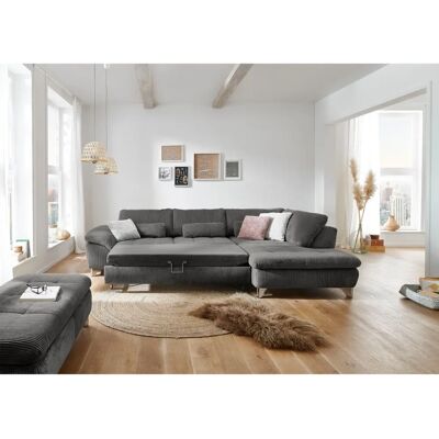 DIE PLANBAR MP-IN14007 L-Form - Ecksofa Velours, Anthrazit, 306x84x197cm DIE PLANBAR MP-IN14007 L-Form - Ecksofa Velours, Anthrazit, 306x84x197cm