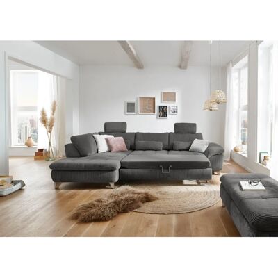 DIE PLANBAR MP-IN14007 L-Form Sofa - Recamiere links, Velours, Anthrazit DIE PLANBAR MP-IN14007 L-Form Sofa - Recamiere links, Velours, Anthrazit