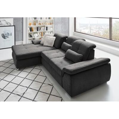 DIE PLANBAR L-Form Ecksofa - Couch, Microchenille, Grau DIE PLANBAR L-Form Ecksofa - Couch, Microchenille, Grau