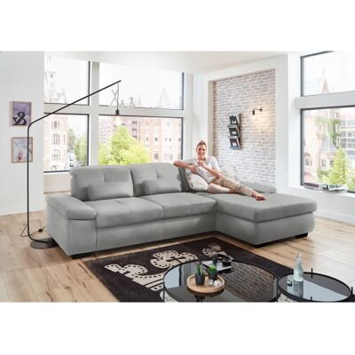 DIE PLANBAR MP-IN16012 L-Form Sofa - Chenille, Weiß (Silber) - Geräumiger Komfort DIE PLANBAR MP-IN16012 L-Form Sofa - Chenille, Weiß (Silber) - Geräumiger Komfort