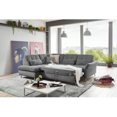 DIE PLANBAR MP-IN20016 L-Form Sofa - Chenille, grau, mit Bettfunktion DIE PLANBAR MP-IN20016 L-Form Sofa - Chenille, grau, mit Bettfunktion