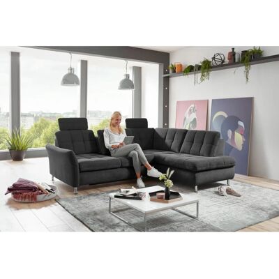 DIE PLANBAR L-Form Sofa - Chenille, Schwarz, 242x87x116cm - Sofa DIE PLANBAR L-Form Sofa - Chenille, Schwarz, 242x87x116cm - Sofa