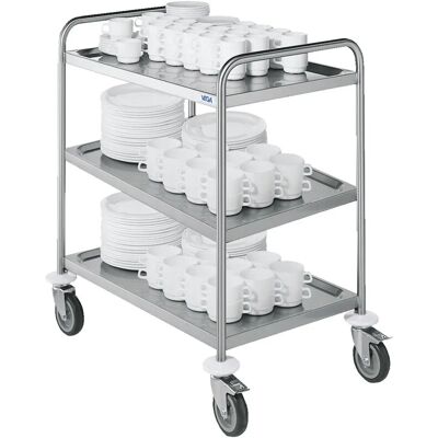 Vega Servierwagen - Serve 3 BL - Edelstahlkonstruktion - 80kg Tragfähigkeit Vega Servierwagen - Serve 3 BL - Edelstahlkonstruktion - 80kg Tragfähigkeit