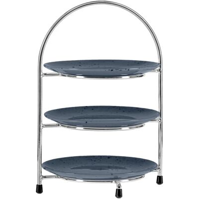 Vega Etagere - 3-stöckige runde Stahlpräsentation - Silber/Grau Vega Etagere - 3-stöckige runde Stahlpräsentation - Silber/Grau