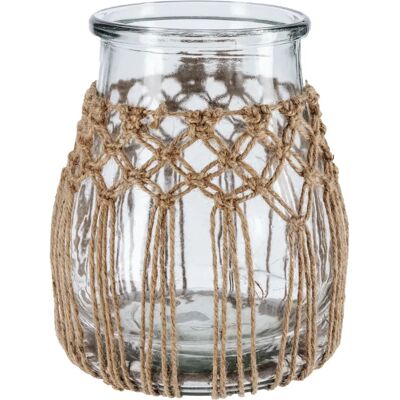 Vega Anka Kerzenhalter - Boho-Stil Glas mit Makramé - Für Außenbereich geeignet Vega Anka Kerzenhalter - Boho-Stil Glas mit Makramé - Für Außenbereich geeignet
