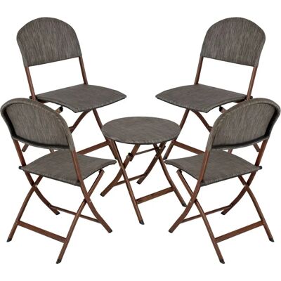 PULSIVA Außen-Bistro-Set - 5-teilig, Grau Melange & Braun PULSIVA Außen-Bistro-Set - 5-teilig, Grau Melange & Braun