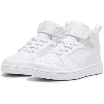 Puma unisex dla dzieci Rebound V6 Mid biały - Buty Puma unisex dla dzieci Rebound V6 Mid biały - Buty
