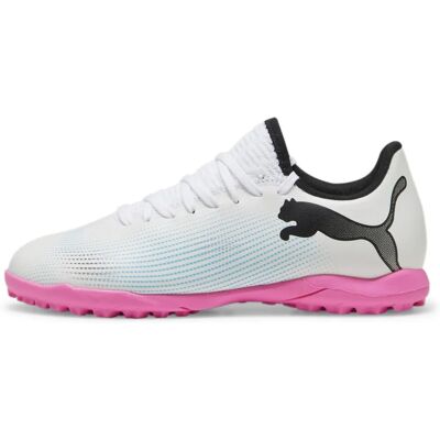 Buty piłkarskie PUMA Future 7 Play TT Młodzieżowe - Białe Różowe - Sportowe Buty piłkarskie PUMA Future 7 Play TT Młodzieżowe - Białe Różowe - Sportowe