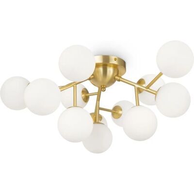Maytoni Dallas Modern 12 Light Globe Ceiling Light - Gold, Cognac Shade, G9 Maytoni Dallas Modern 12 Light Globe Ceiling Light - Gold, Cognac Shade, G9