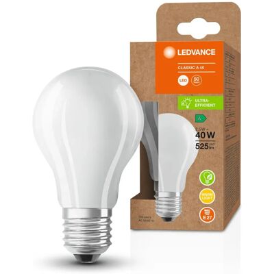 ampoule LED LEDVANCE - 525lm 2,5W Blanc Chaud E27 - Publicité ampoule LED LEDVANCE - 525lm 2,5W Blanc Chaud E27 - Publicité