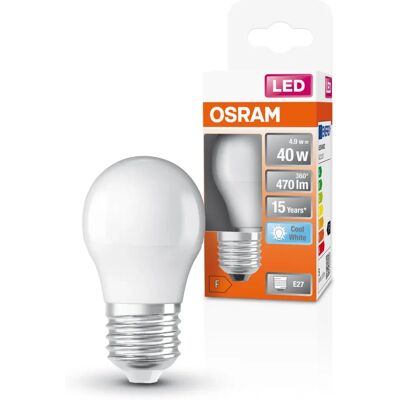 Osram LED-Lampe 470 lm - E27, 4000K, Kalt weiß - Klassische Kugel Osram LED-Lampe 470 lm - E27, 4000K, Kalt weiß - Klassische Kugel