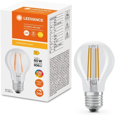 Ampoule LED Ledvance E27 Transparent 7,2W 806lm 2700K Dimmable - Ampoule LED Ampoule LED Ledvance E27 Transparent 7,2W 806lm 2700K Dimmable - Ampoule LED