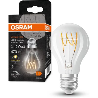 Lampa LED Vintage 1906 Spiral E27 - Dimmable, Gruszka, Przezroczysta, 40W Lampa LED Vintage 1906 Spiral E27 - Dimmable, Gruszka, Przezroczysta, 40W
