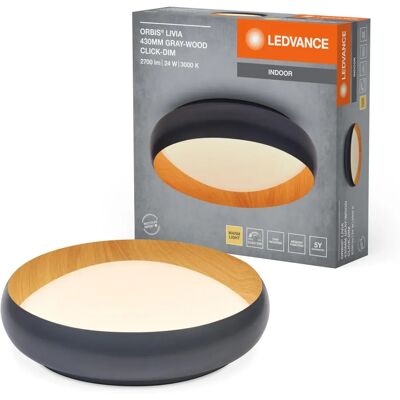 LEDVANCE Livia 430 mm 24 W 830 Click DIM Grigio - Lampada da parete e soffitto LEDVANCE Livia 430 mm 24 W 830 Click DIM Grigio - Lampada da parete e soffitto