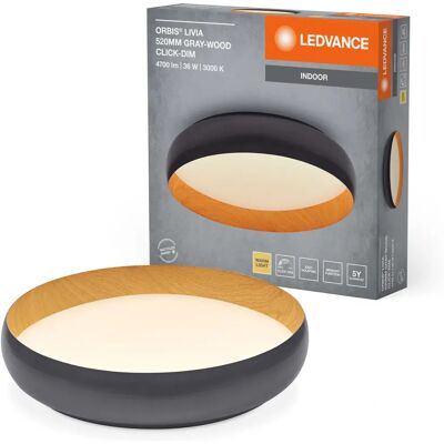 LEDVANCE Orbis Livia 520 mm 36 W 830 Click Dim Grau und Holzdekor LEDVANCE Orbis Livia 520 mm 36 W 830 Click Dim Grau und Holzdekor