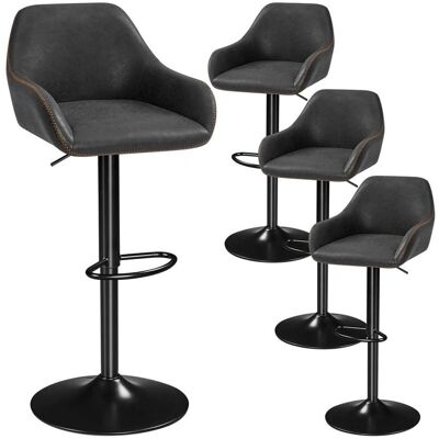 Taburete de Bar Ajustable Yaheetech con Reposapiés - 2 Unidades Negras Taburete de Bar Ajustable Yaheetech con Reposapiés - 2 Unidades Negras