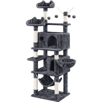 Árbol para Gatos Oscuro con Niveles y Bolas de Sisal - Yaheetech Árbol para Gatos Oscuro con Niveles y Bolas de Sisal - Yaheetech