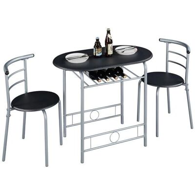 Conjunto de Comedor Negro con 2 Sillas y Mesa - Muebles de Cocina Duraderos Conjunto de Comedor Negro con 2 Sillas y Mesa - Muebles de Cocina Duraderos