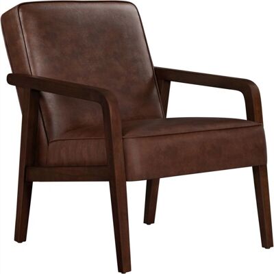 Sillón Yaheetech en Ecopiel - Estilo Moderno de Mitad de Siglo - Soporta 136KG Sillón Yaheetech en Ecopiel - Estilo Moderno de Mitad de Siglo - Soporta 136KG