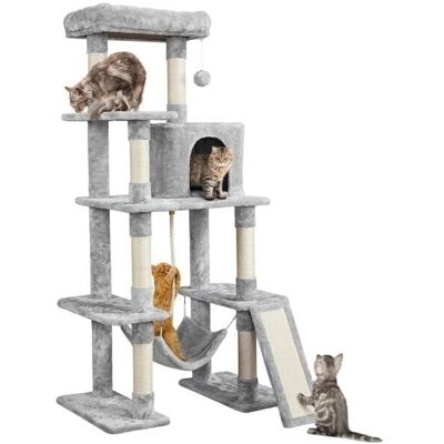 Yaheetech - Árbol rascador para gatos en sisal y aglomerado, pequeño a mediano - Gris Yaheetech - Árbol rascador para gatos en sisal y aglomerado, pequeño a mediano - Gris