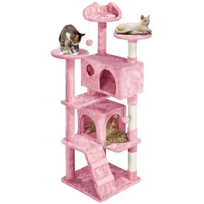 Árbol para Gatos Yaheetech - Torre Multinivel de 158cm con Postes de Sisal - Gris y Rosa Árbol para Gatos Yaheetech - Torre Multinivel de 158cm con Postes de Sisal - Gris y Rosa
