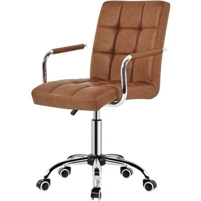 Silla de Oficina Giratoria YAHEETECH en Cuero PU Marrón Silla de Oficina Giratoria YAHEETECH en Cuero PU Marrón