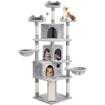 Árbol Rascador para Gatos Gris - Torre Multinivel para 1-3 Gatos - 194cm Árbol Rascador para Gatos Gris - Torre Multinivel para 1-3 Gatos - 194cm