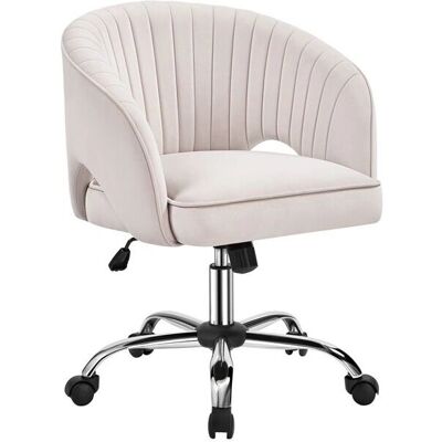 Silla de Oficina Yaheetech - Tapizado en Terciopelo, Giratoria - Crema Silla de Oficina Yaheetech - Tapizado en Terciopelo, Giratoria - Crema