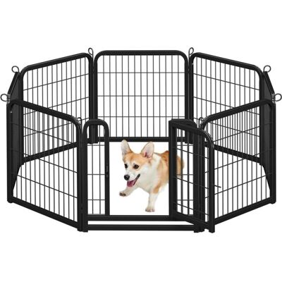 Yaheetech - Valla para Perros 8 Paneles con Puerta - Interior/Exterior Negro Yaheetech - Valla para Perros 8 Paneles con Puerta - Interior/Exterior Negro