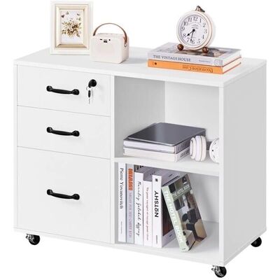 Archivador de Oficina Blanco 80x40x65,5cm con Cerradura Yaheetech Archivador de Oficina Blanco 80x40x65,5cm con Cerradura Yaheetech