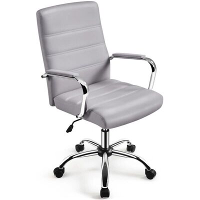 Silla de Oficina Giratoria Gris Ajustable con Soporte Lumbar Yaheetech Silla de Oficina Giratoria Gris Ajustable con Soporte Lumbar Yaheetech