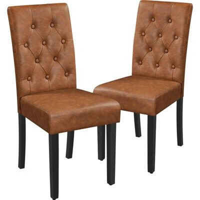 YAHEETECH Silla de comedor moderna de cuero sintético marrón - Silla de comedor YAHEETECH Silla de comedor moderna de cuero sintético marrón - Silla de comedor