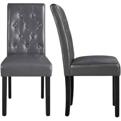 Silla de Comedor de Cuero Sintético Gris Yaheetech - Resistente y Elegante Silla de Comedor de Cuero Sintético Gris Yaheetech - Resistente y Elegante
