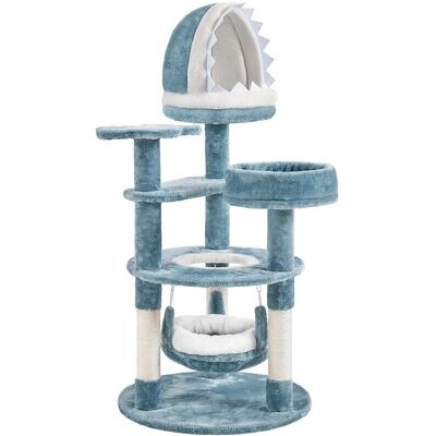 Yaheetech - Árbol para Gatos 115cm con Cono en Forma de Tiburón - Estilo Océano Yaheetech - Árbol para Gatos 115cm con Cono en Forma de Tiburón - Estilo Océano